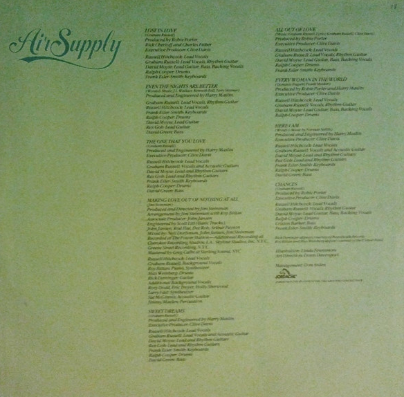 Air Supply – Greatest Hits - 1983