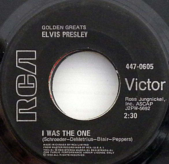 Elvis Presley – Heartbreak Hotel / I Was The One - 45 RPM Single