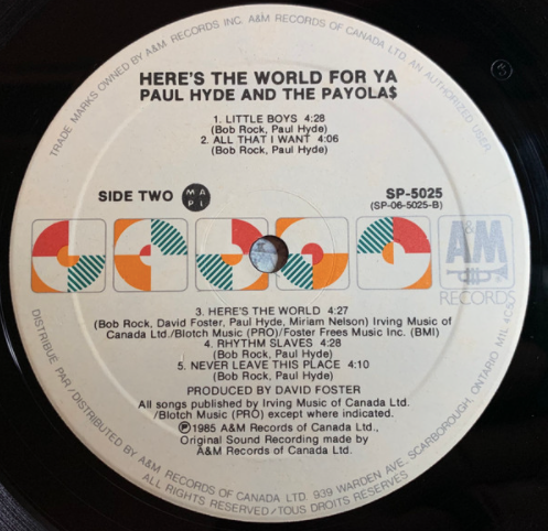 Paul Hyde And The Payolas – Here's The World For Ya