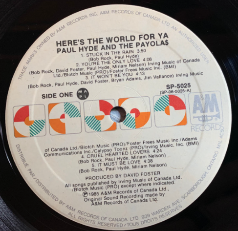 Paul Hyde And The Payolas – Here's The World For Ya