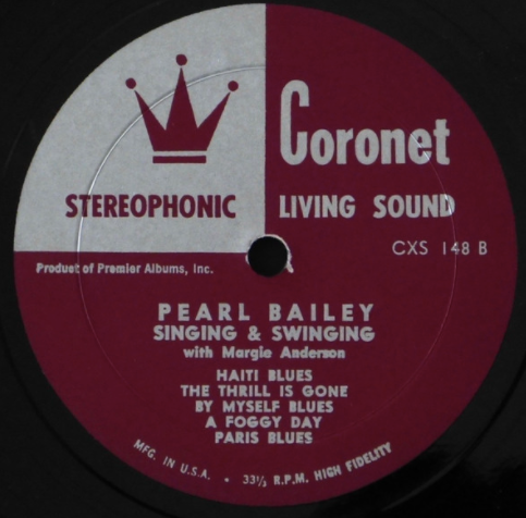 Pearl Bailey with Margie Anderson – Singing & Swinging - US Pressing