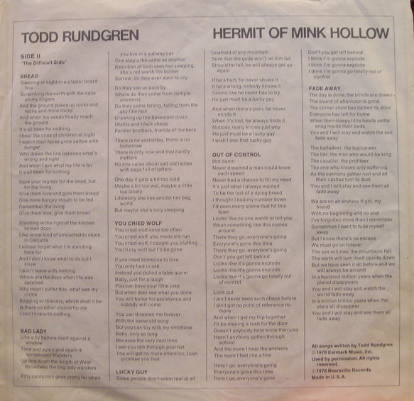Todd Rundgren – Hermit Of Mink Hollow