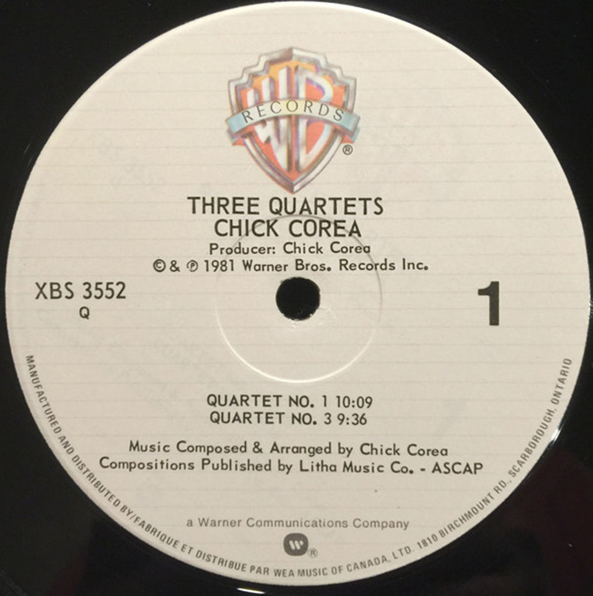 Chick Corea ‎– Three Quartets