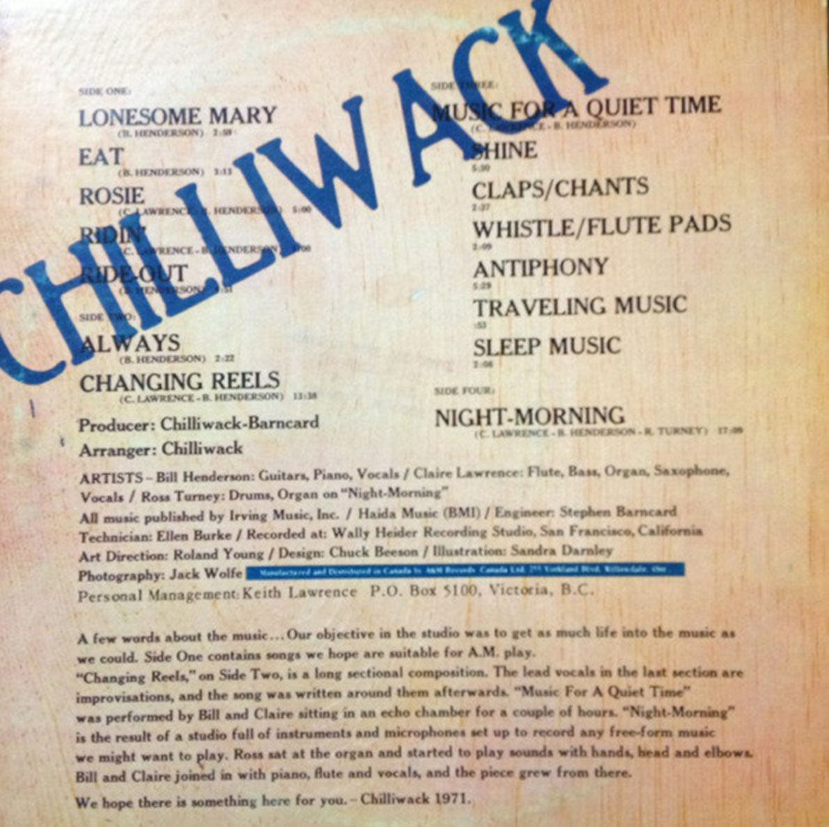 Chilliwack ‎– Chilliwack - 1971