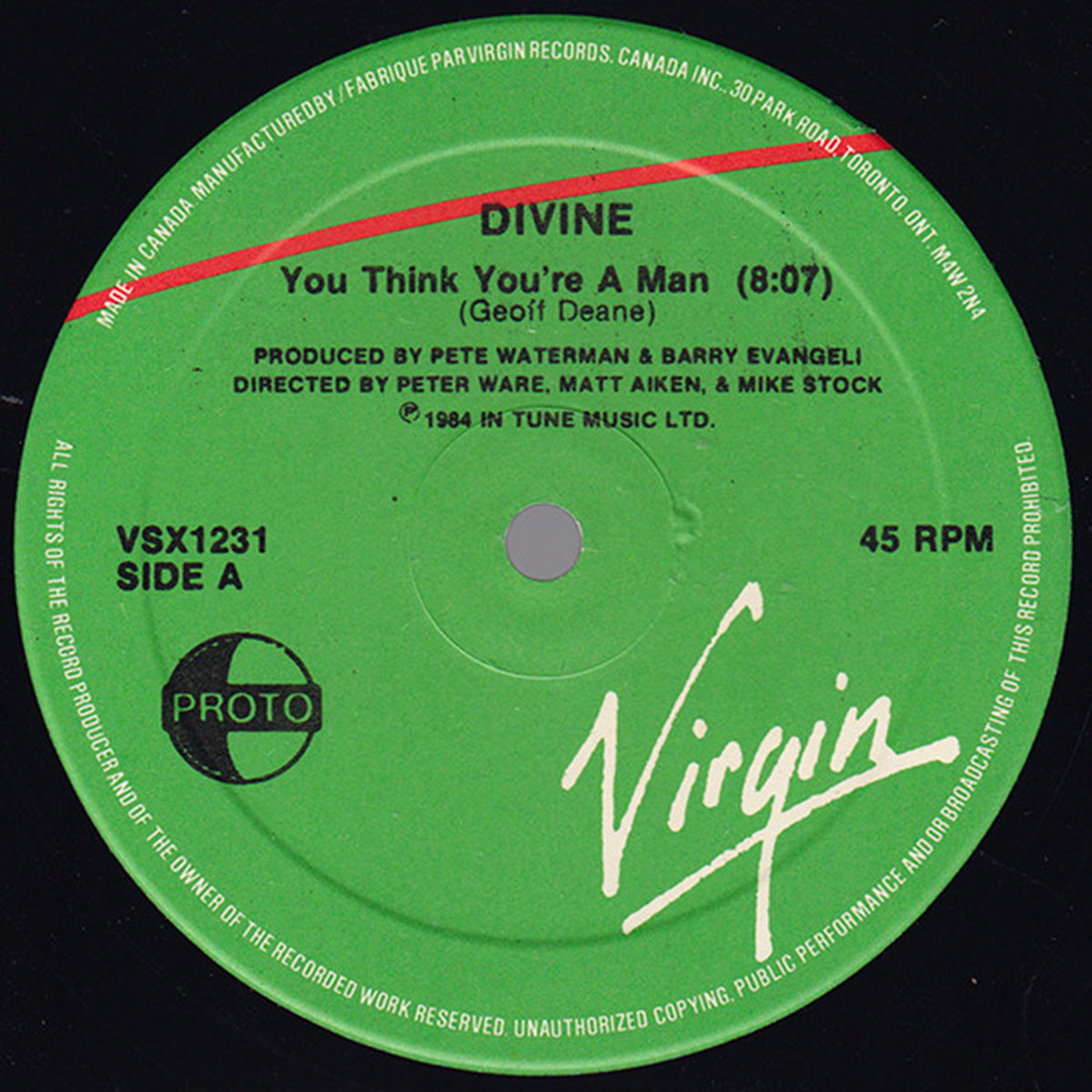 Divine ‎– You Think You're A Man - 1984