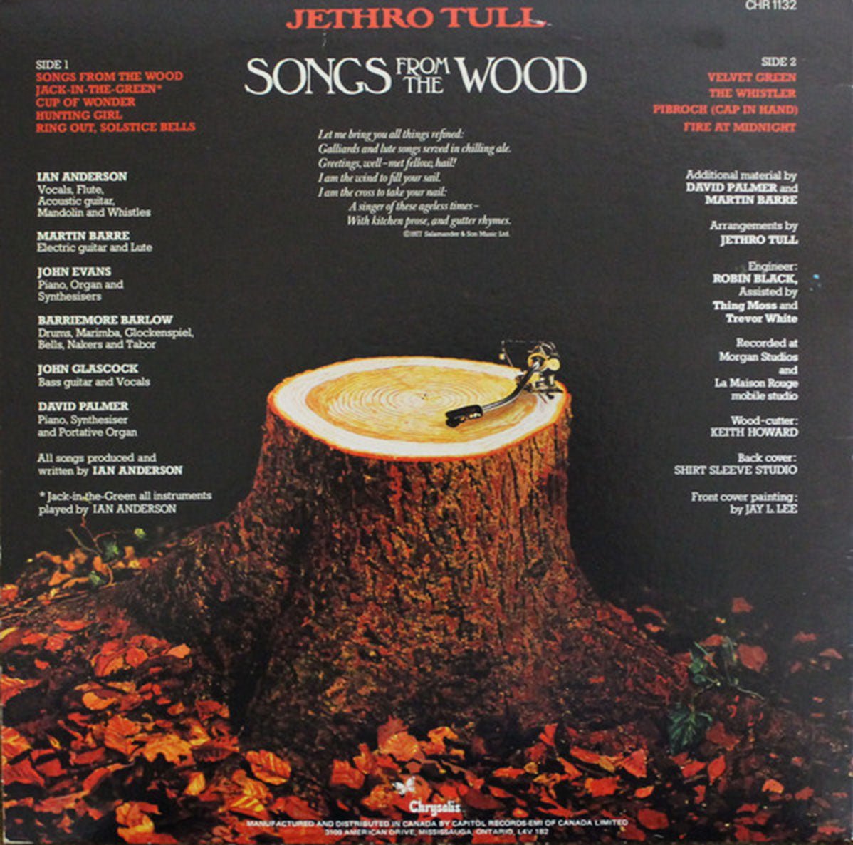 Jethro Tull ‎– Songs From The Wood - 1977 - Vinyl Pursuit Inc