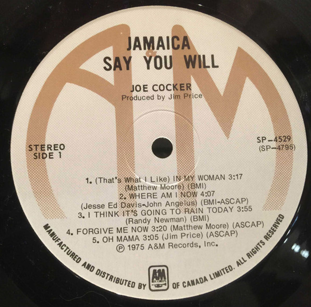 Joe Cocker ‎– Jamaica Say You Will