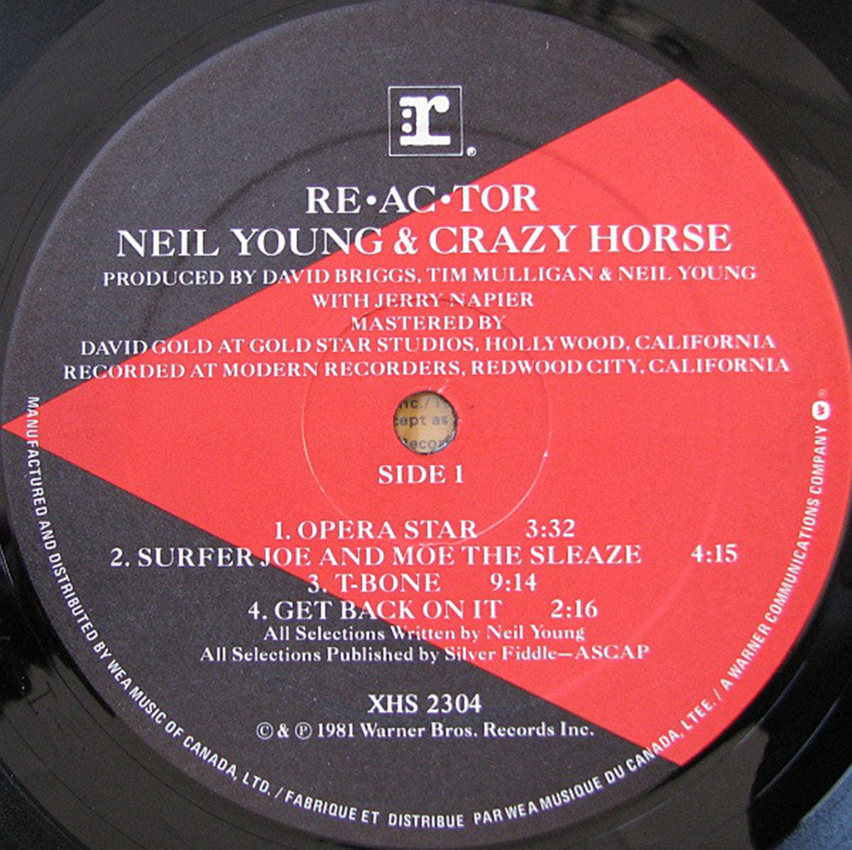 Neil Young & Crazy Horse ‎– Reactor - 1981