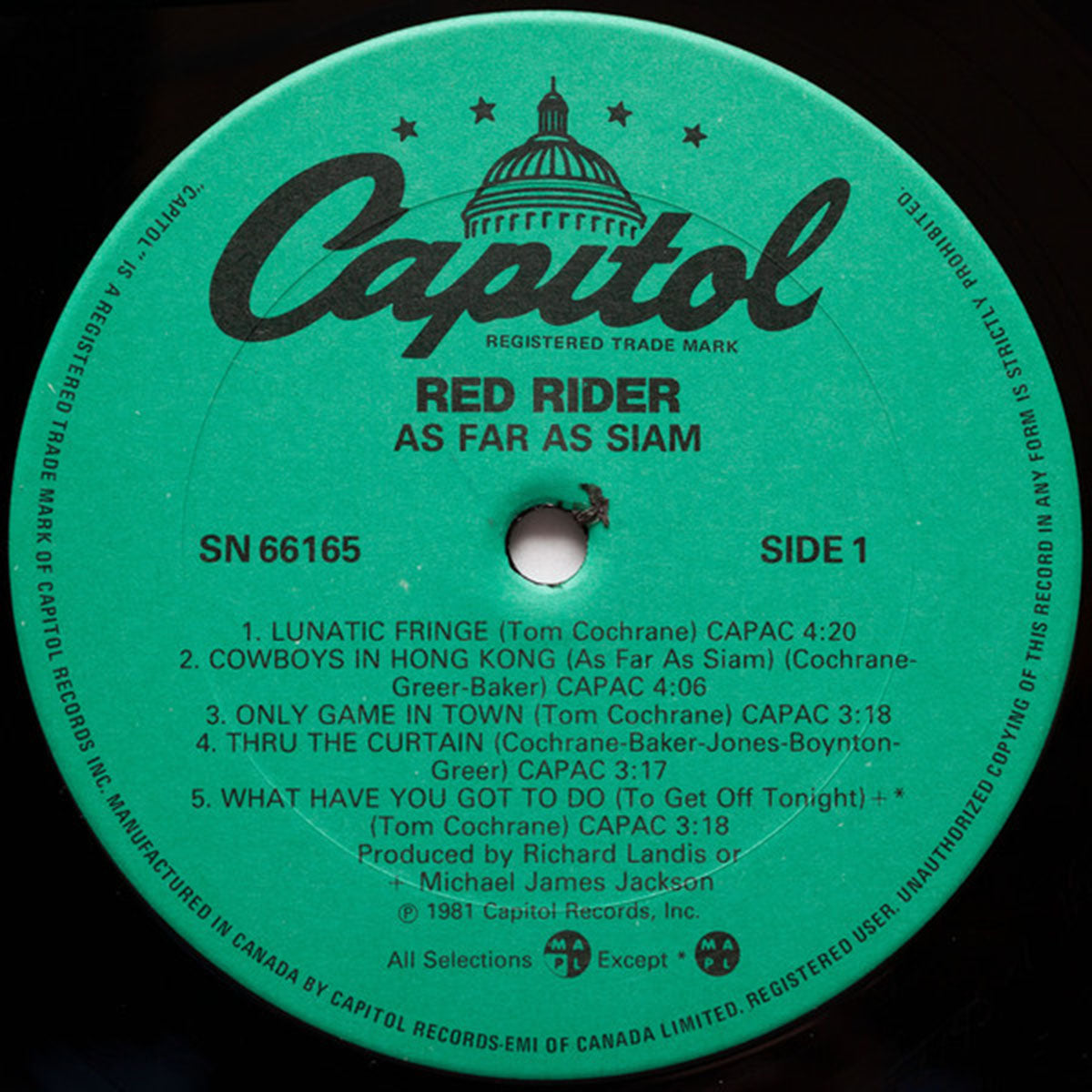 Red Rider ‎– As Far As Siam VinylPursuit.com
