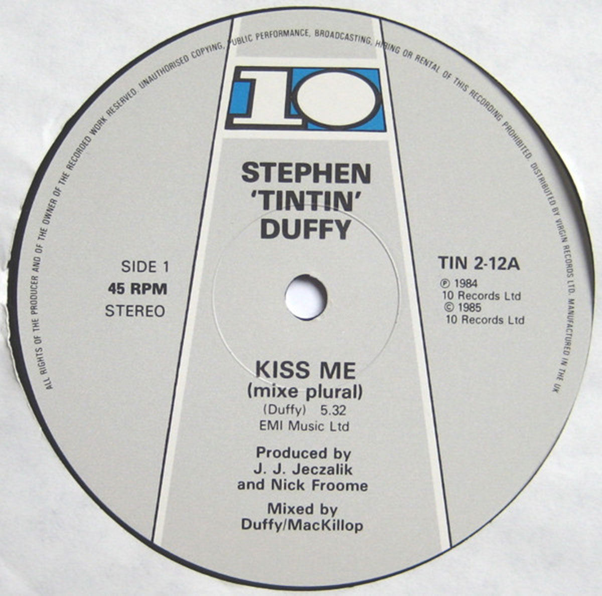 Stephen TinTin Duffy ‎– Kiss Me - UK Pressing