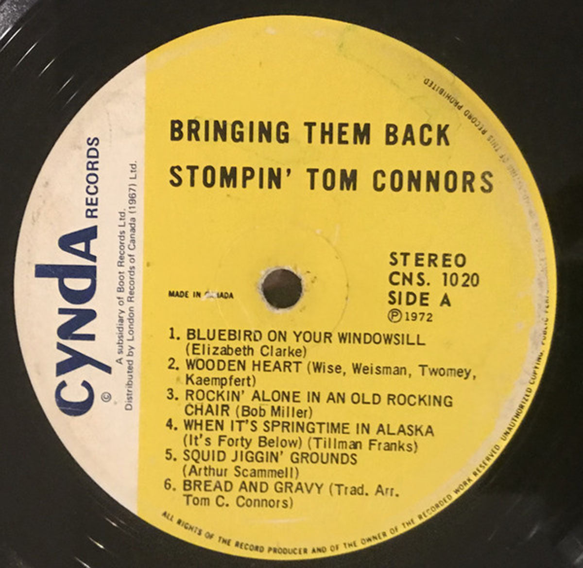 Stompin' Tom Connors ‎– Bringing Them Back - 1972