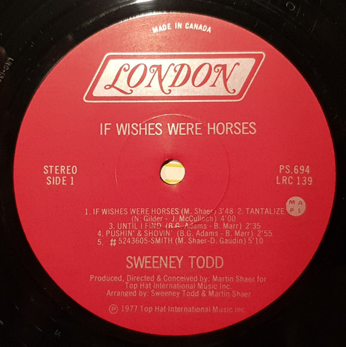 Sweeney Todd ‎– If Wishes Were Horses - 1977