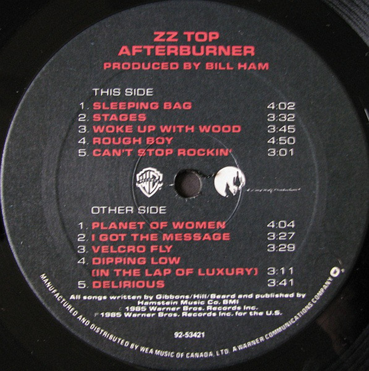 ZZ Top Afterburner 1985 Vinyl Pursuit Inc Zz top afterburner 1985 vinyl pursuit inc