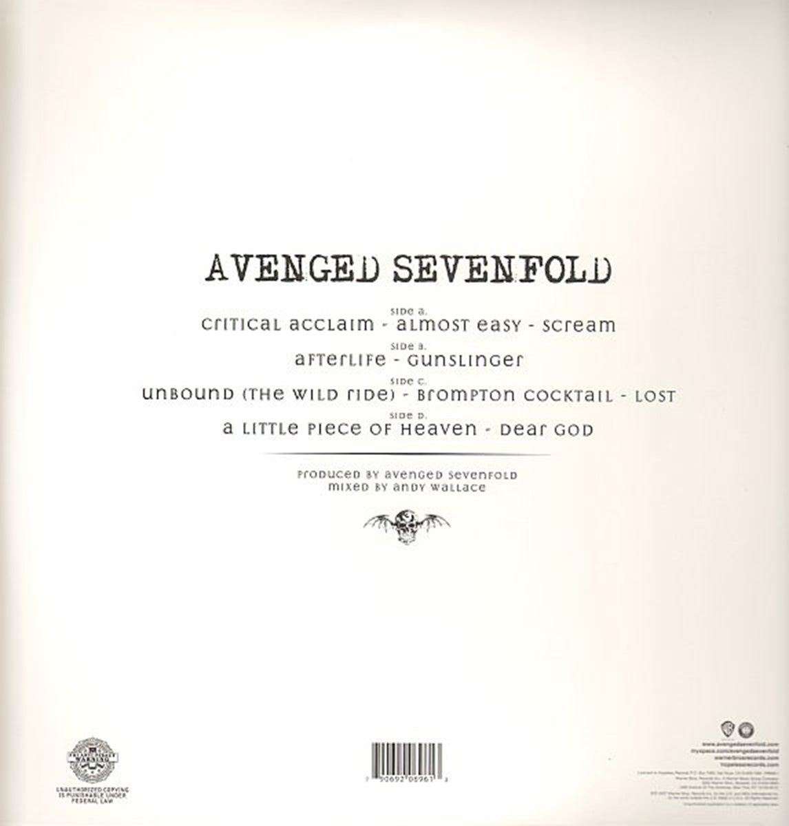 Avenged Sevenfold – Avenged Sevenfold - 2007 US Pressing