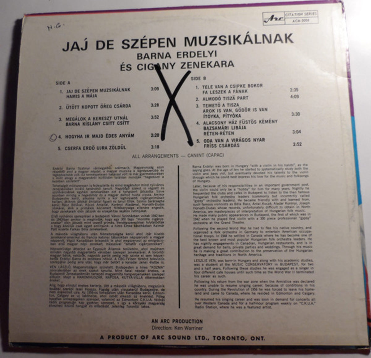 Barna Erdelyi, Leszlie Ven – Jaj de Szepen Muzsikalnak