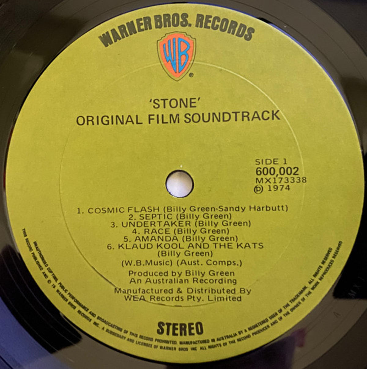 Stone (Original Film Soundtrack) Billy Green – Australian Pressing - RARE