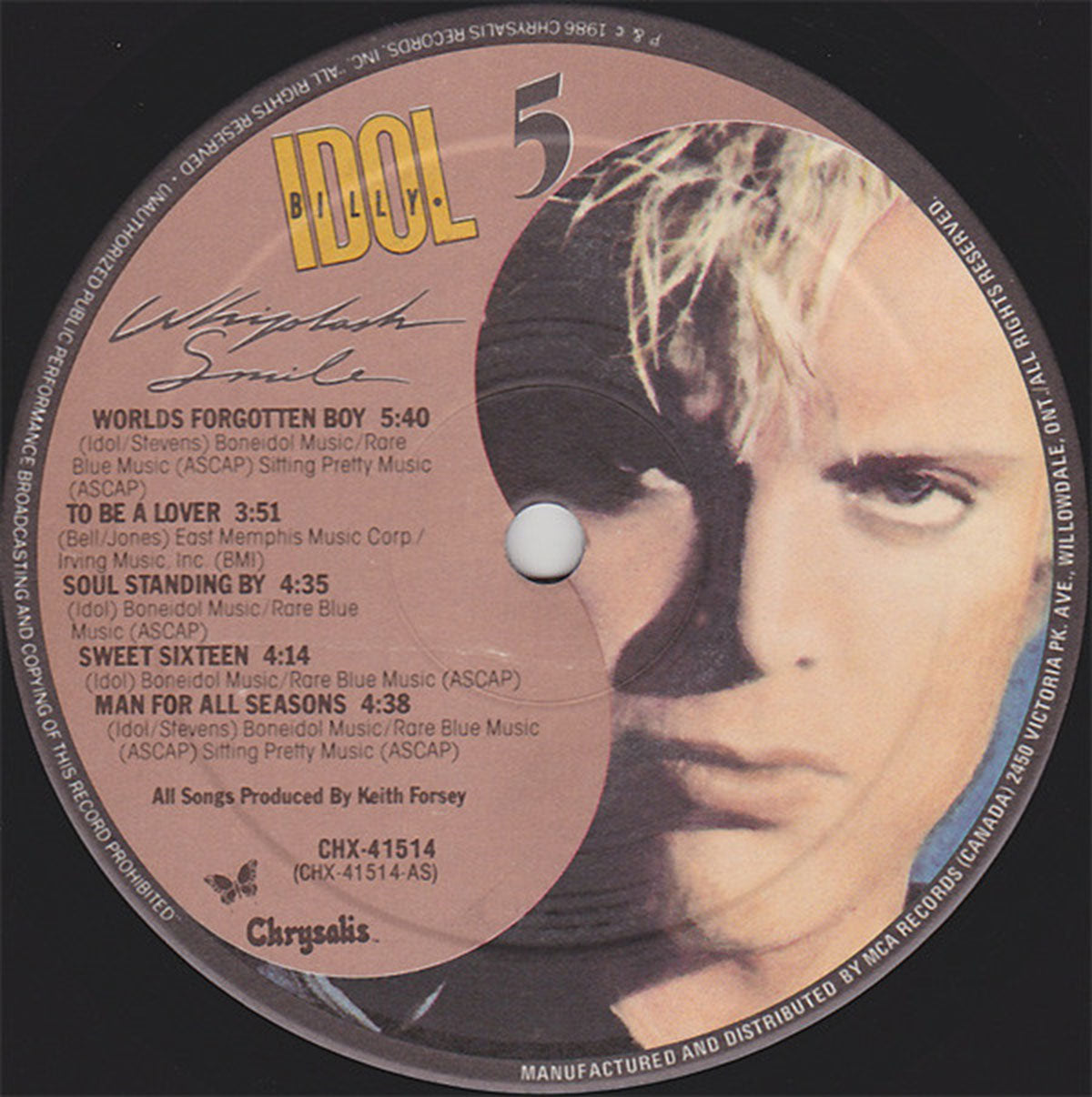 Billy Idol – Whiplash Smile - 1986 Original!