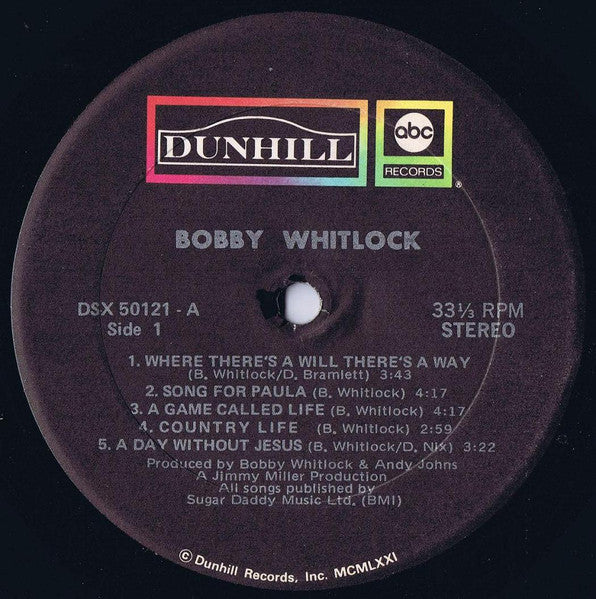 Bobby Whitlock – Bobby Whitlock - 1972 US Pressing – Vinyl Pursuit Inc