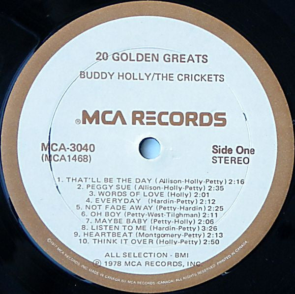 Buddy Holly & The Crickets – 20 Gold - 1978 in Shrinkwrap!