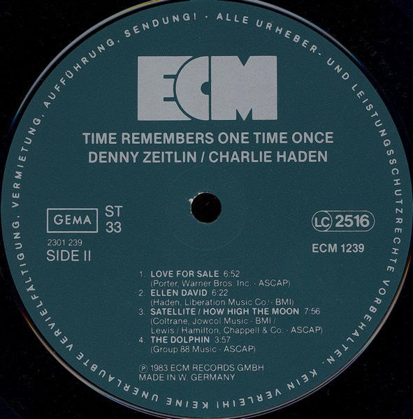 Denny Zeitlin / Charlie Haden – Time Remembers One Time Once Germany Pressing