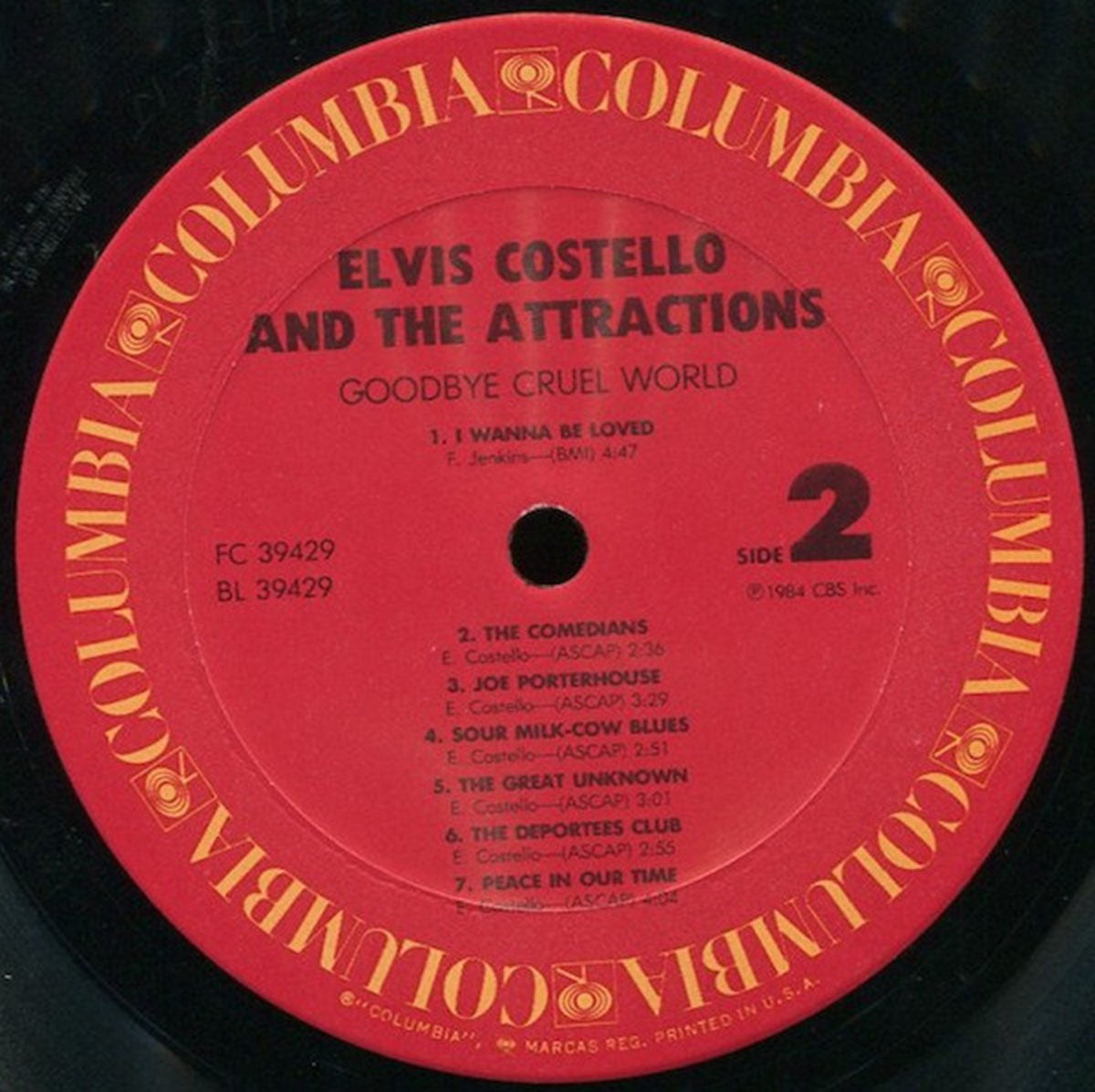 Elvis Costello And The Attractions – Goodbye Cruel World - US Pressing