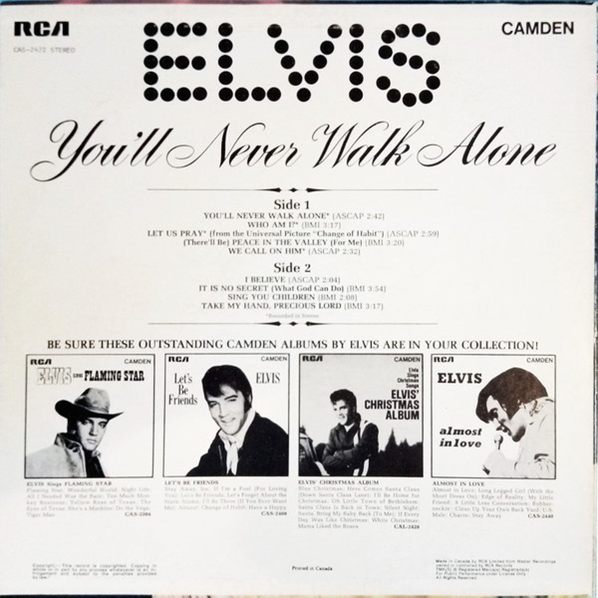 Elvis – You'll Never Walk Alone - Mono
