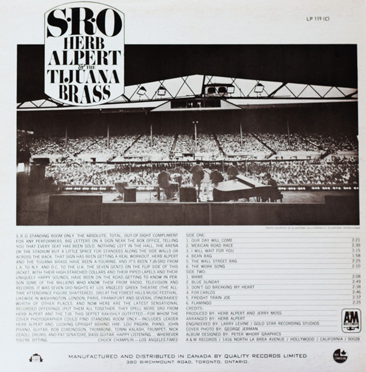 Herb Alpert & The Tijuana Brass – SRO - 1966 in Shrinkwrap!