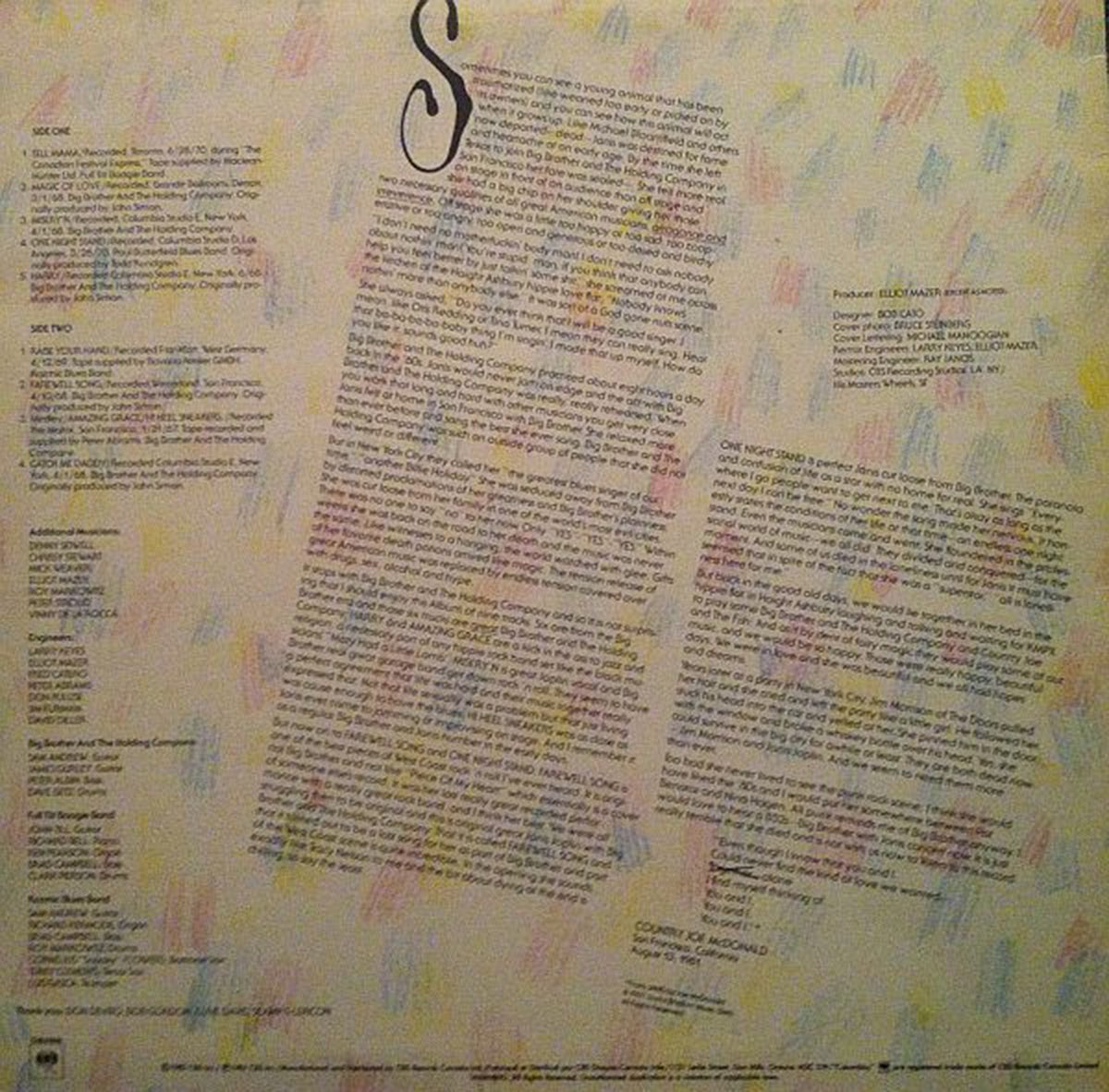 Janis Joplin – Farewell Song - 1982 Vinyl Pursuit Inc