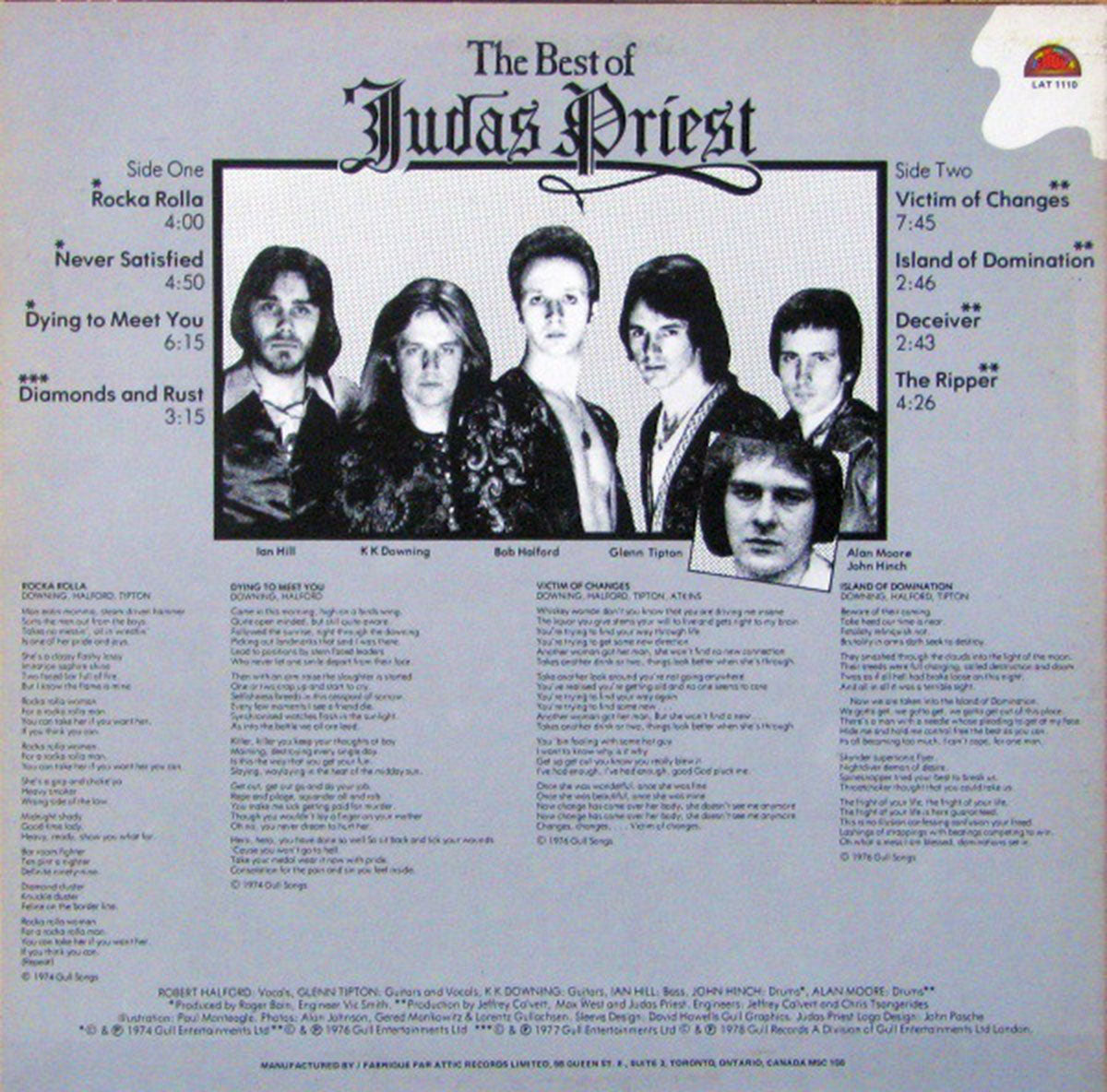 Judas Priest ‎– The Best Of Judas Priest - 1978