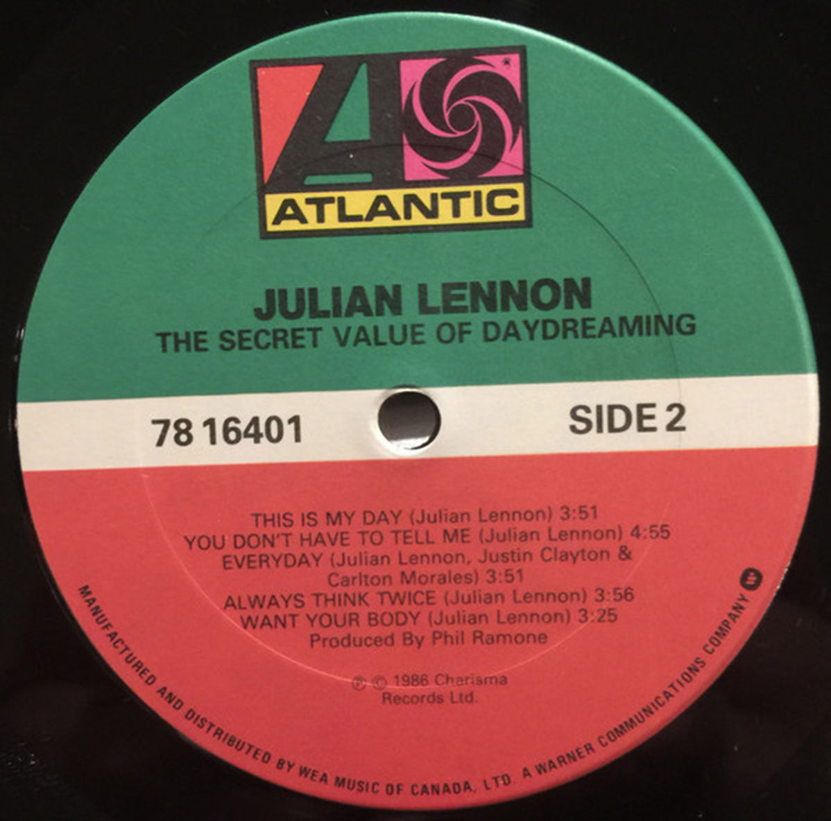 Julian Lennon – The Secret Value of Daydreaming - 1986 DMM Pressing