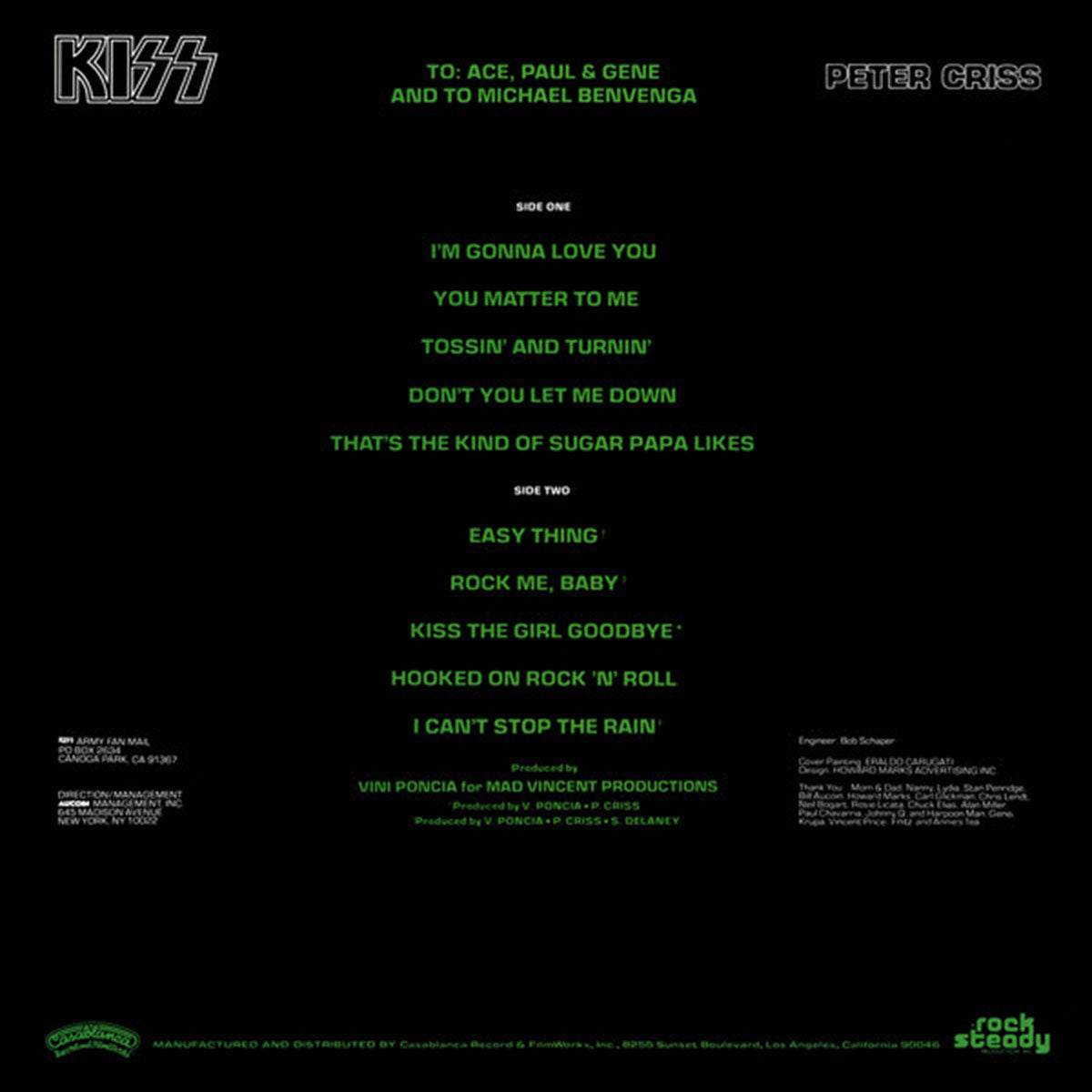 Kiss, Peter Criss – Peter Criss - 1978 Original with poster and Insert!