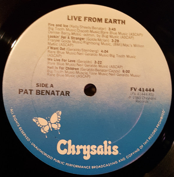 Pat Benatar – Live From Earth - 19873 US Pressing in Shrinkwrap!