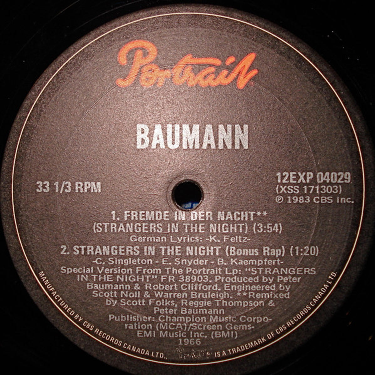 Peter Baumann – Strangers In The Night - 1983