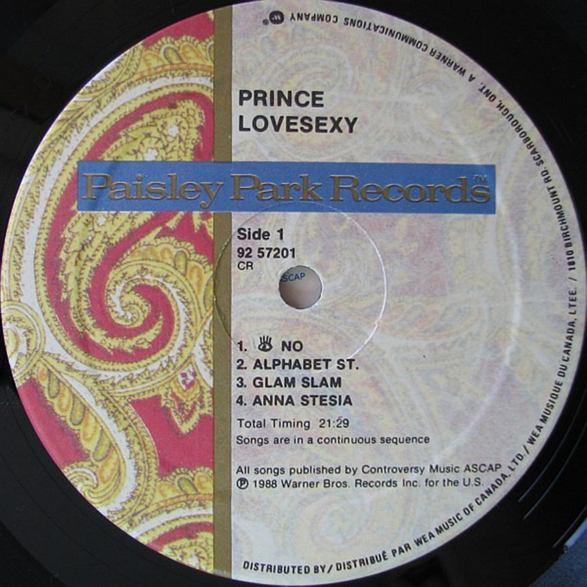 Prince – Lovesexy - 1988 Original – Vinyl Pursuit Inc