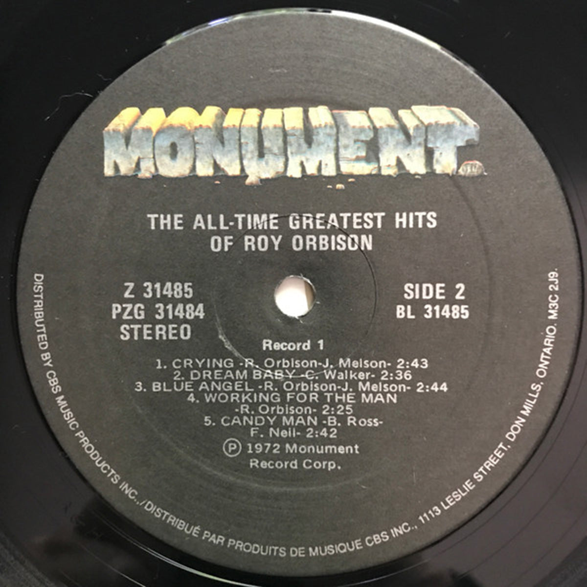Roy Orbison – The All-Time Greatest Hits of Roy Orbison Vinyl Pursuit Inc