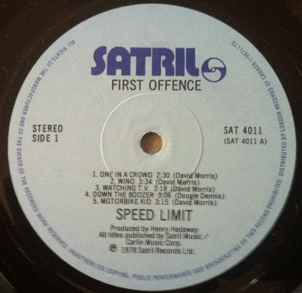 Speed Limit – First Offence - 1978
