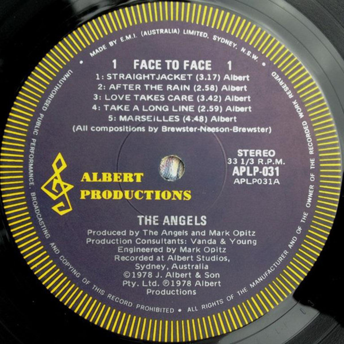 The Angels – Face To Face - Australian Pressing VinylPursuit.com