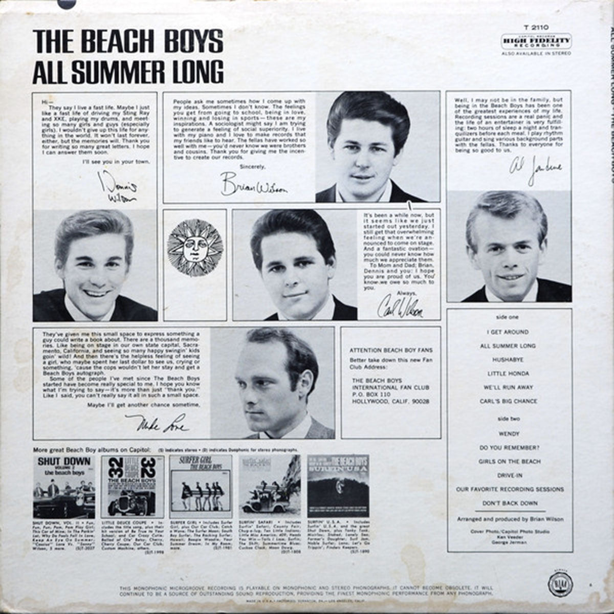 The Beach Boys – All Summer Long - 1964 US MONO Pressing – Vinyl