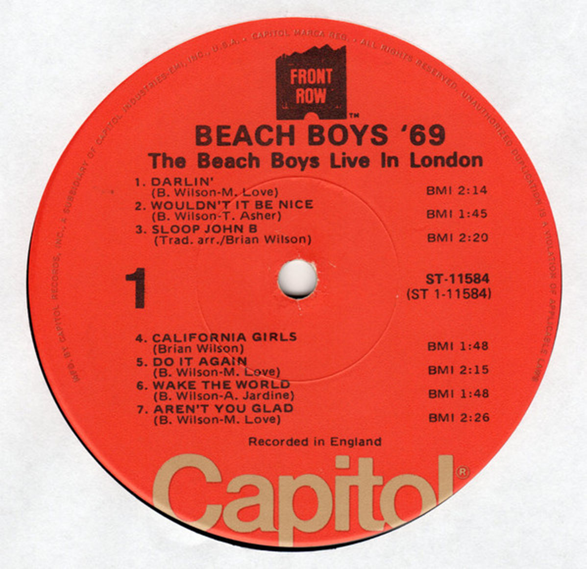 The Beach Boys – Beach Boys '69  Live In London - US Pressing