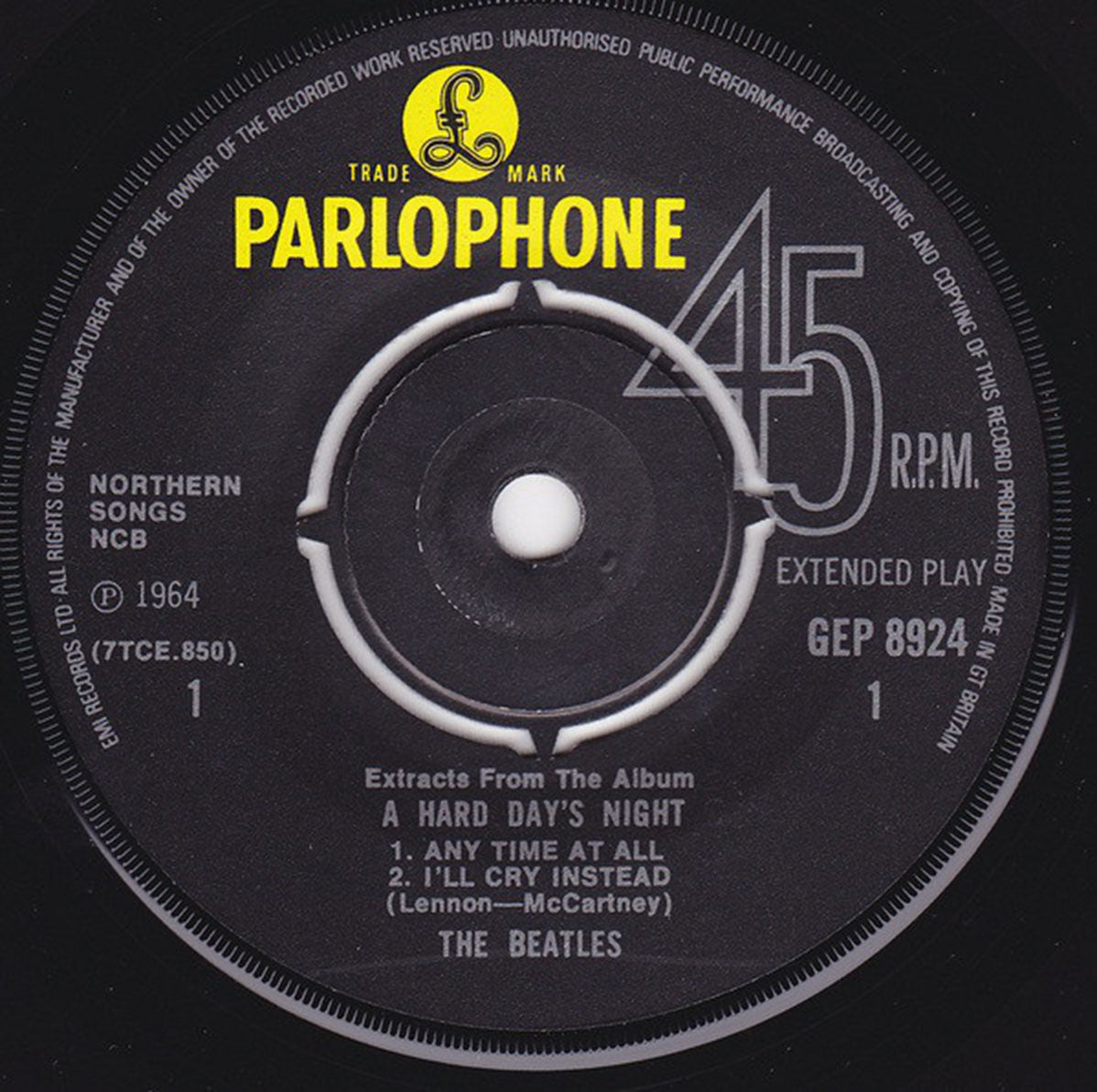 The Beatles ‎– Extracts From The Album A Hard Day's Night - 45 RPM MONO UK Pressing