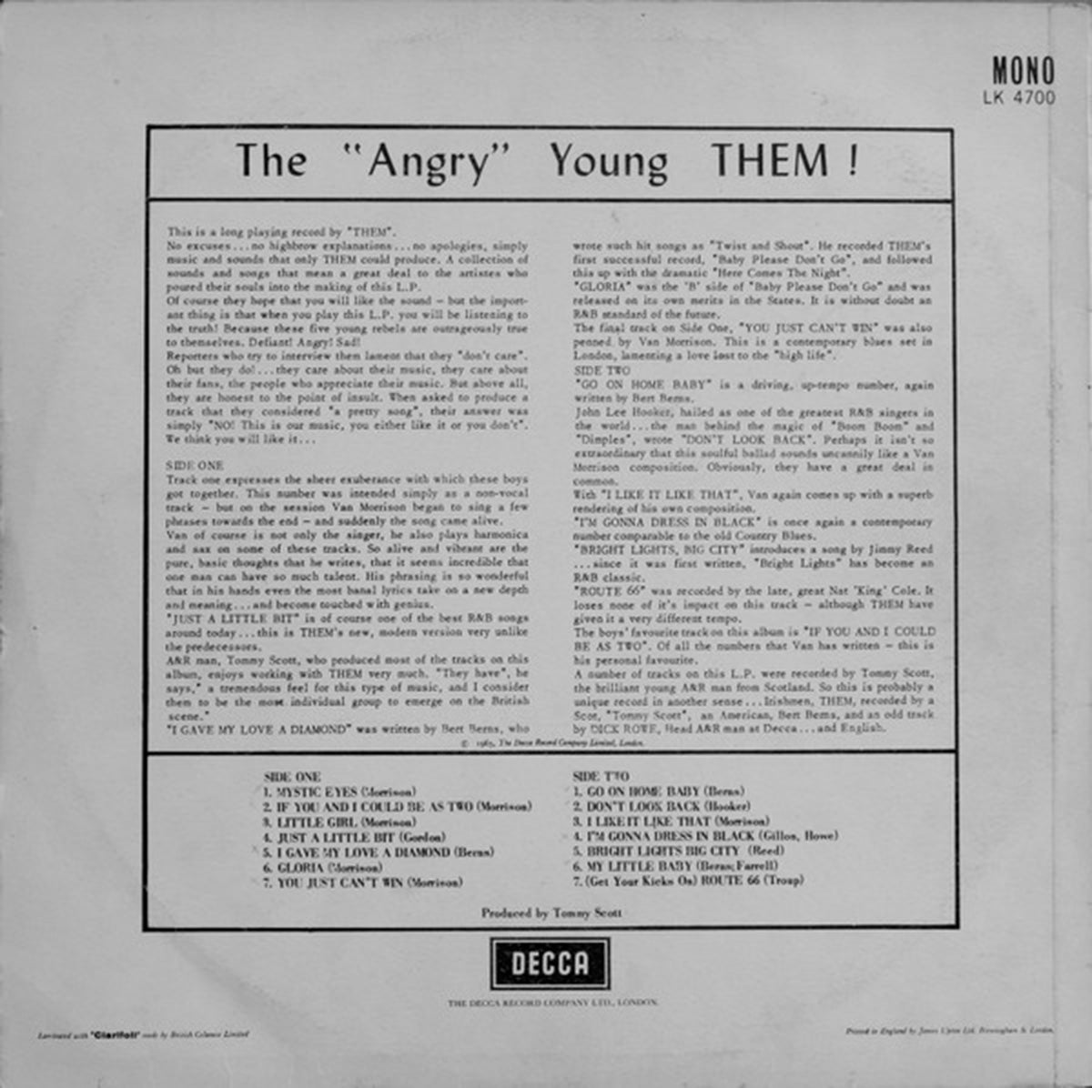Them – The "Angry" Young Them! 1965 UK Pressing MONO Rare