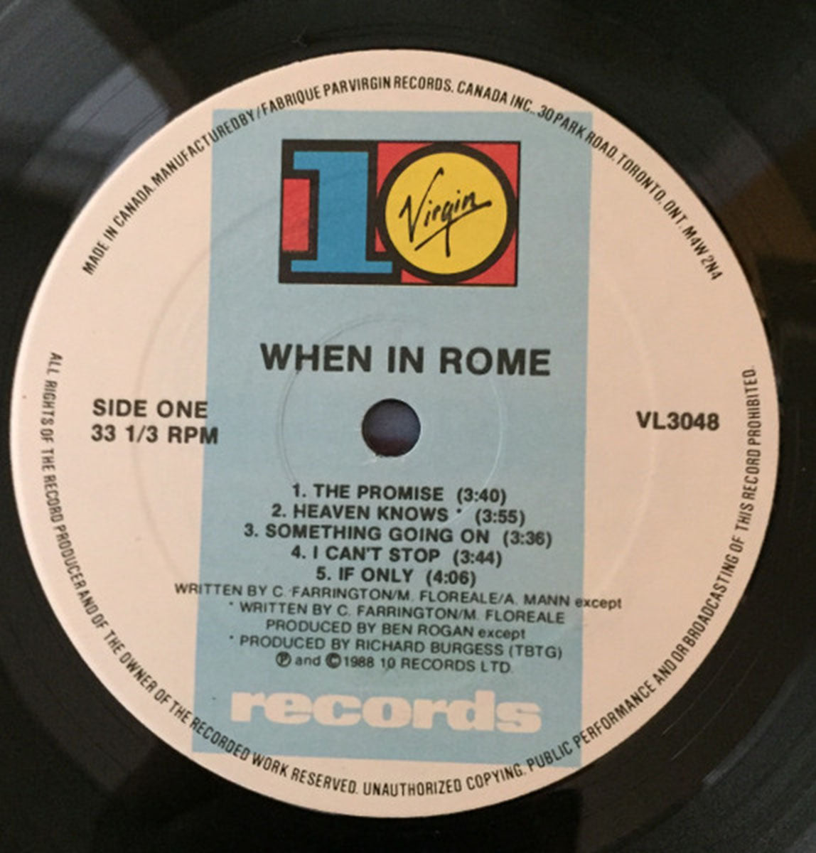 When In Rome – When In Rome - RARE VinylPursuit.com