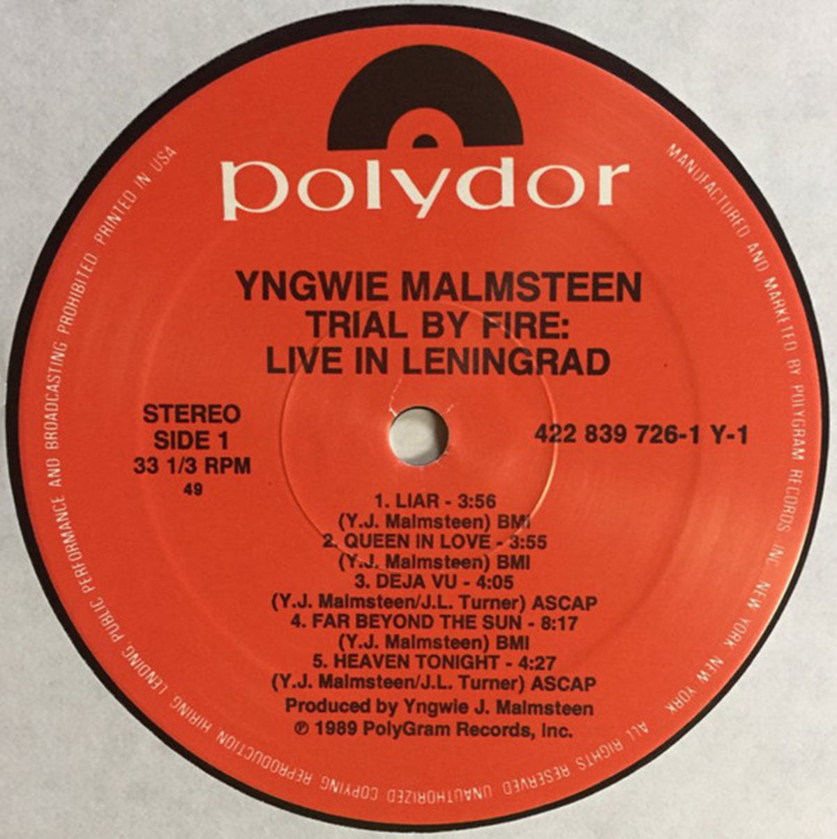 Yngwie Malmsteen – Trial By Fire - Live In Leningrad - US Pressing VinylPursuit.com