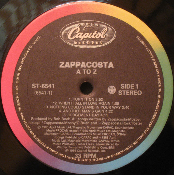 Zappacosta – A To Z - 1986 VinylPursuit.com