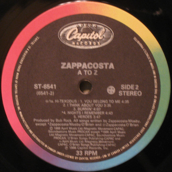 Zappacosta – A To Z - 1986 VinylPursuit.com