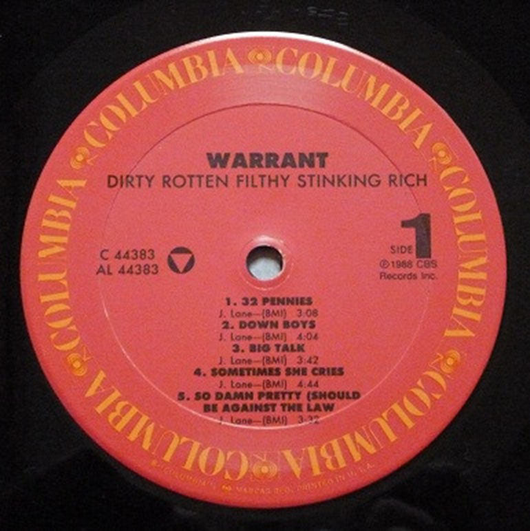 Warrant – Dirty Rotten Filthy Stinking Rich - US Pressing VinylPursuit.com