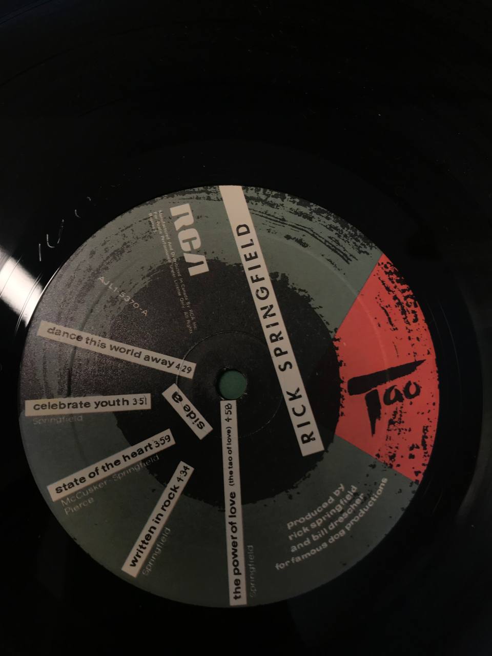 Rick Springfield – Tao - 1985 VinylPursuit.com